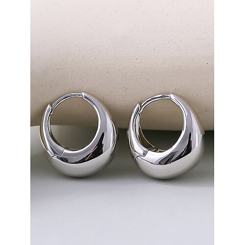 klobige Creolen für Damen – klassische runde Ohrringe aus vergoldetem Silber, minimalistischer Schmuck für den Alltag, die Arbeit und Partys Image