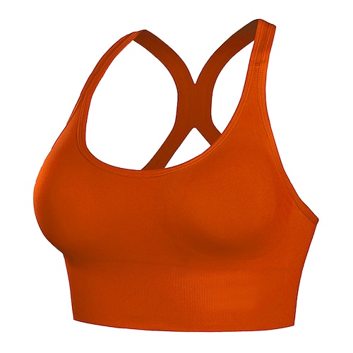 Damen BH-Oberteil Sport-BH Unterwäsche Racerback Verbrannte Kalorien Sport Überkreuzter Rücken Einfarbig Sport Sportkleidung Schwarz Gelb Laufen Fitness Yoga
