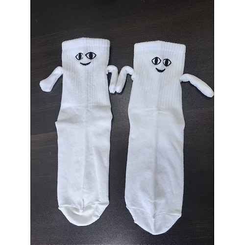 magnetische Paarsocken mit süßem Händchen-Design, lustige passende Socken für Verliebte, wadenlange Weihnachtssocken mit Magnet, Tiktok-Trendgeschenk für Paare Image