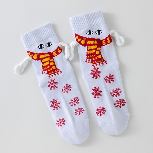 magnetische Paarsocken mit süßem Händchen-Design, lustige passende Socken für Verliebte, wadenlange Weihnachtssocken mit Magnet, Tiktok-Trendgeschenk für Paare Image