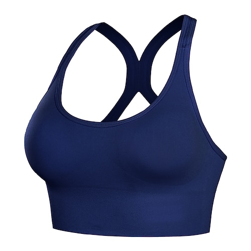 Damen BH-Oberteil Sport-BH Unterwäsche Racerback Verbrannte Kalorien Sport Überkreuzter Rücken Einfarbig Sport Sportkleidung Schwarz Gelb Laufen Fitness Yoga