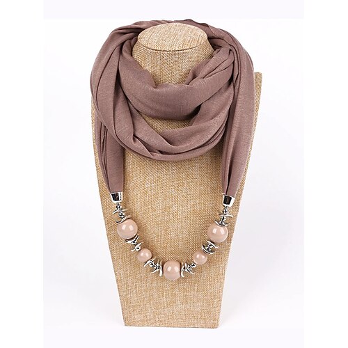 Mehrfarbige warme Schalkette für Damen – leichter Infinity-Schal mit Perlenanhänger, elegantes und modisches Accessoire für Partys und Freizeitkleidung Image