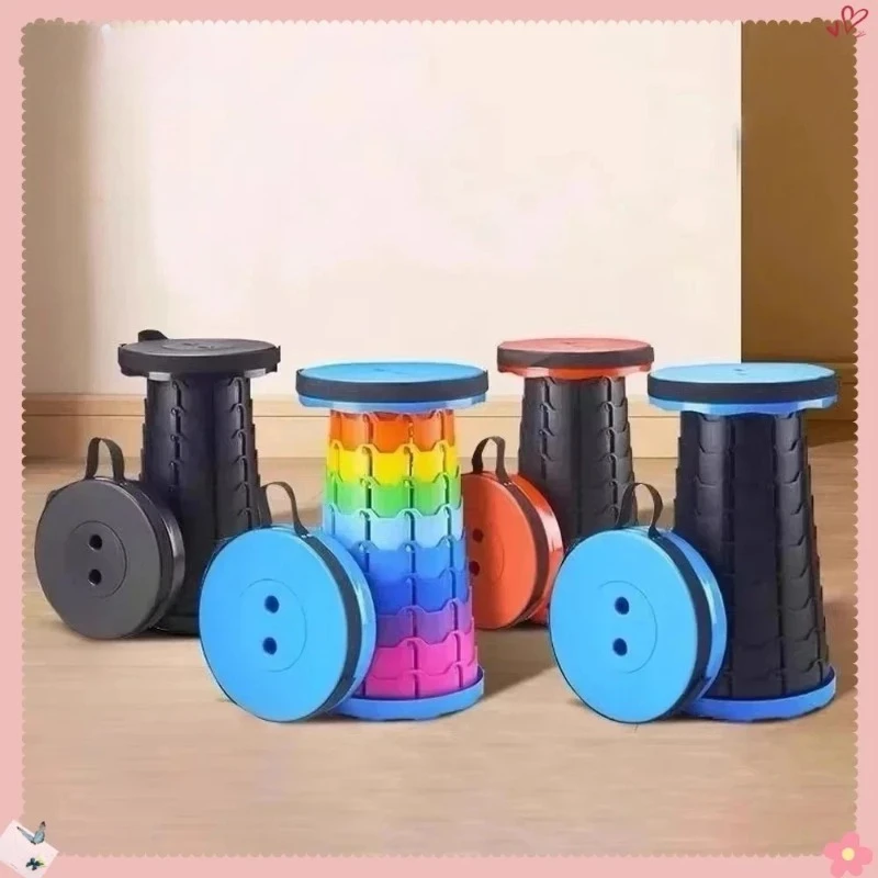 Tragbarer Klappstuhl, leicht und höhenverstellbar, kompakter Hocker für Outdoor-Camping, Angeln, Strand, hochfester Kunststoff Image