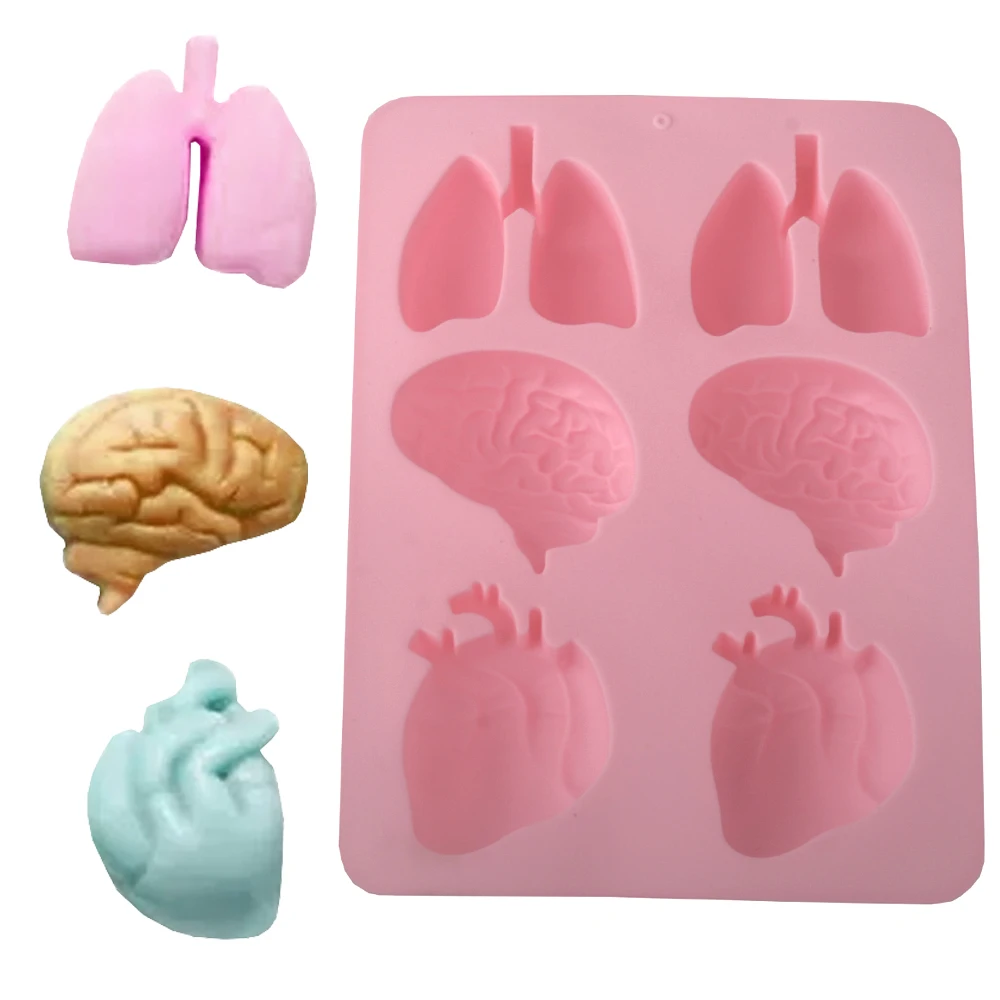 Halloween Element Schädel Spinne Gehirn Herz Lunge Design Schokolade Form Silikon Kuchen Formen Süßigkeiten Dessert Werkzeuge Küche Backformen Image