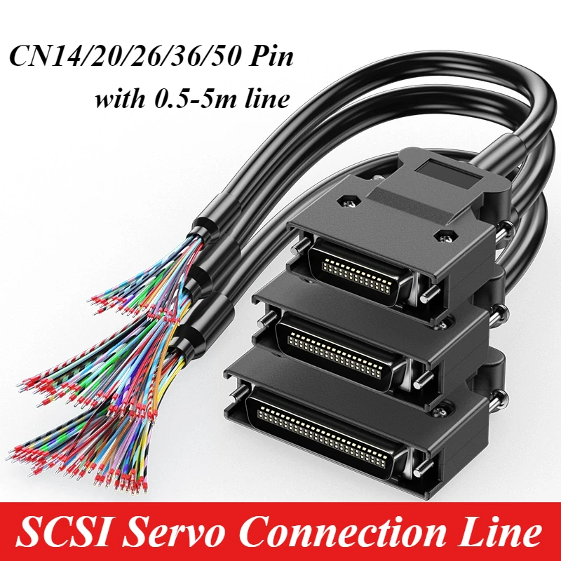 Cavo di collegamento servo SCSI CN14/20/26/36/50 pin con terminale CN20/26 pin 28AWG segnale schermato a doppio strato con linea 0,5-5 M