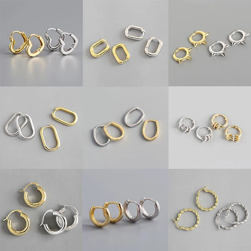 XIYANIKE Silber Farbe Französisch Punk Hip-Hop Geometrische Kleine Creolen für Frauen Gold Silber Party Schmuck Zubehör