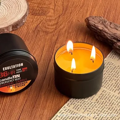Power Outage Candles Unscented Candles with Jar 36 Hours Long Burning 3-Wick Lamp for Home Outdoor Activities Survival Fishing