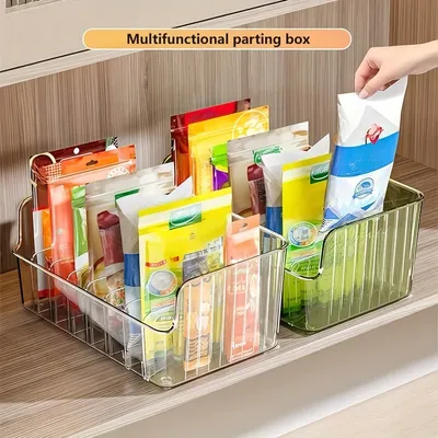 6 - Compartment Detachable Spice Rack Refrigerator Organizer Bin Clear Plastic Food Storage Organizer Fridge Storage Box