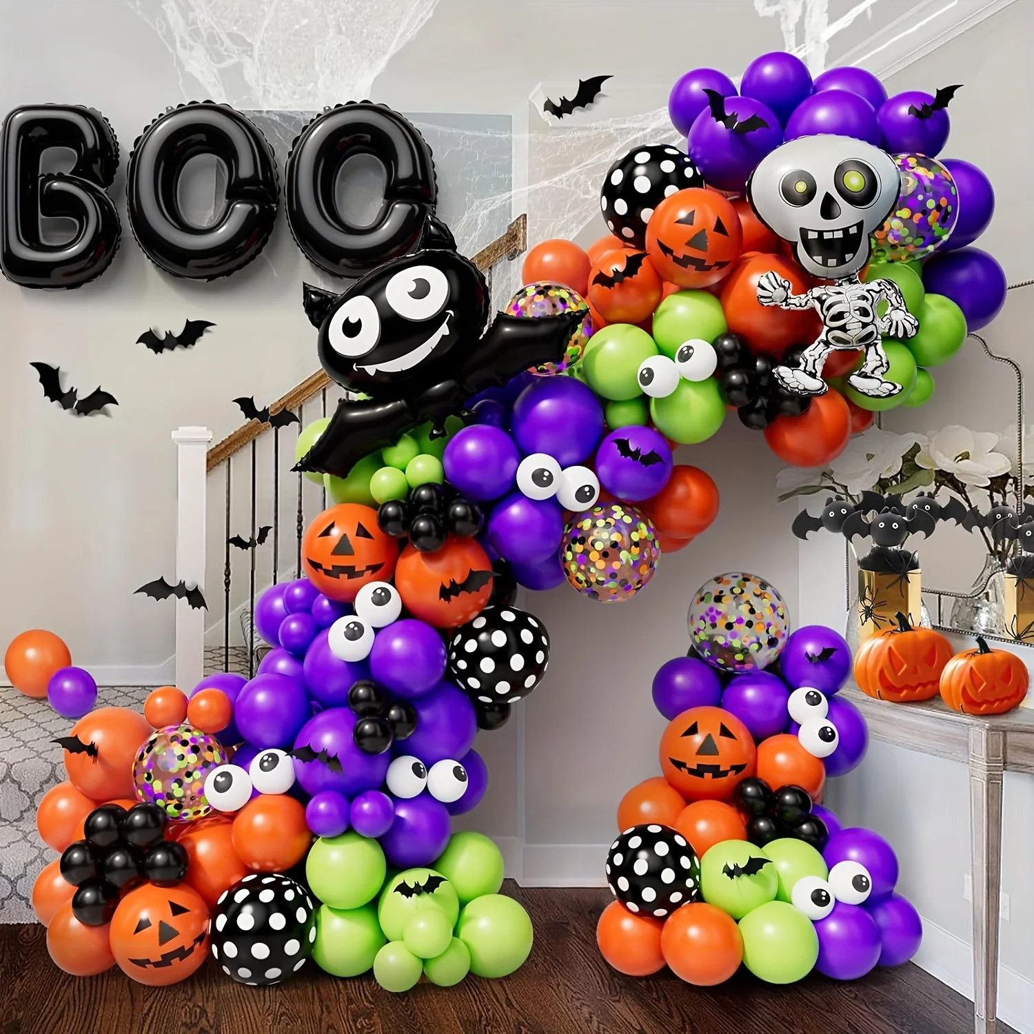 138-teiliges Halloween-Ballon-Set, geeignet für festliche Partydekorationen, Halloween-Themenveranstaltungen, Geburtstagsfeiern usw Image