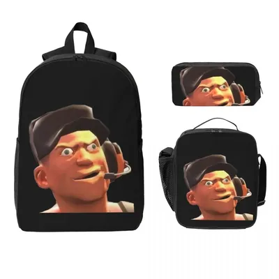 Team Fortress 2 TF2 Scout Gmod Face Backpack Boy Girl BookBag School Bag Laptop Shoulder Bag 3ps Insulated Lunch Bag Pencil Case