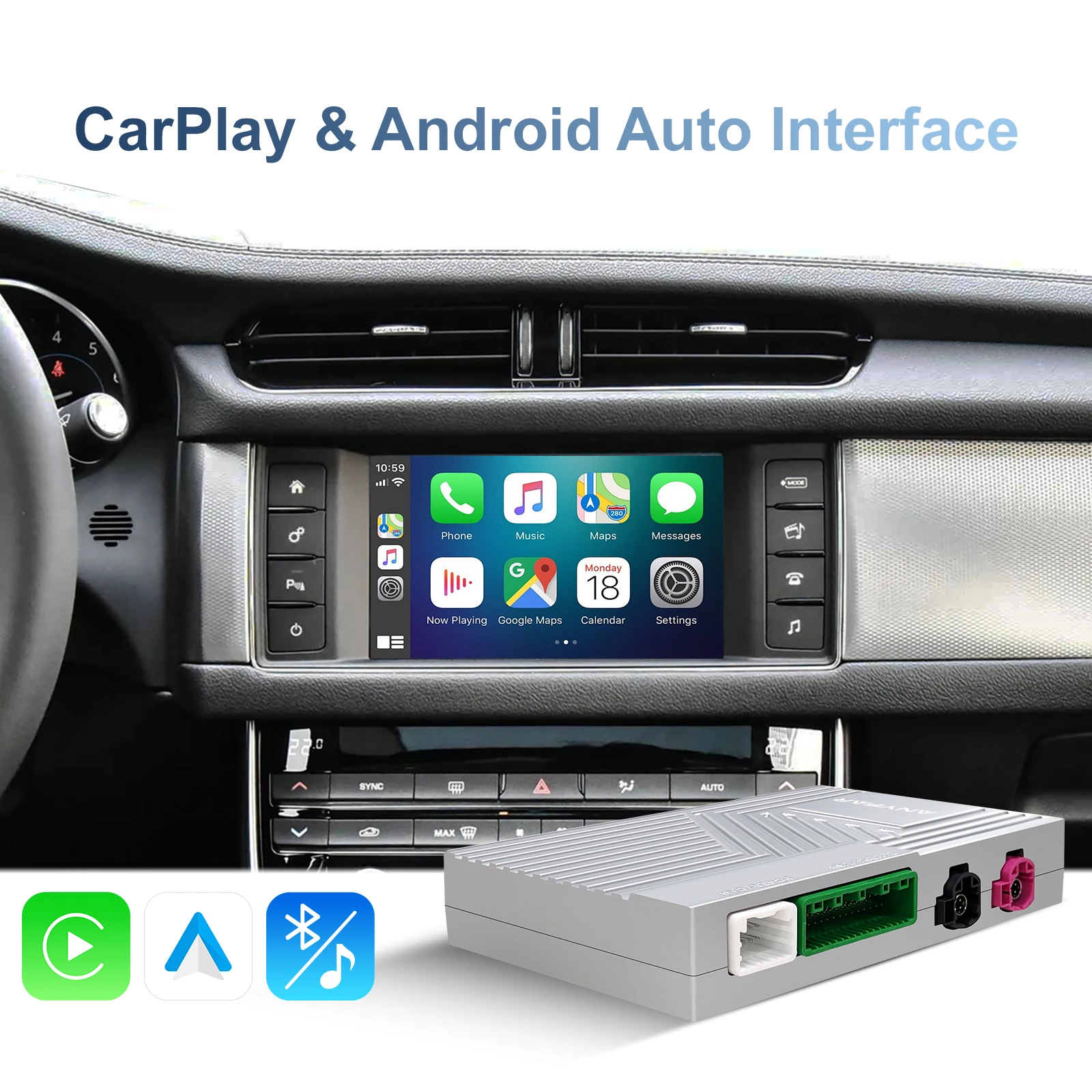 Ezonetronics Wireless CarPlay Android Auto Nachrüstset Decoderbox CarPlay-Schnittstelle für Jaguar XE XFL F-Type F-Pace Image