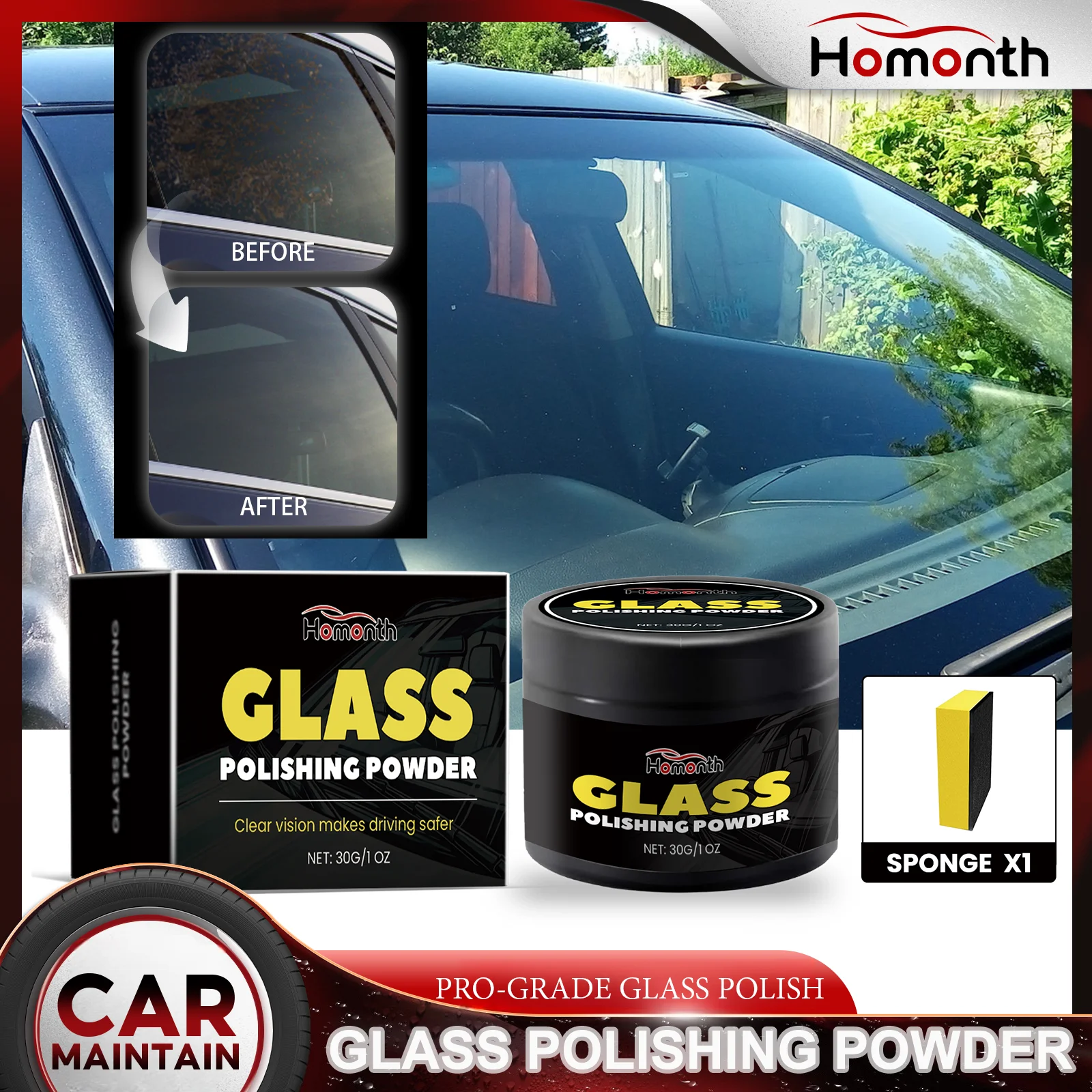 Auto Glas Polieren Verbindung Windschutzscheibe Kratzer Entferner Scheinwerfer Restaurierung Kit Glas Reiniger Schleif Pulver Wasser Flecken 30g Image