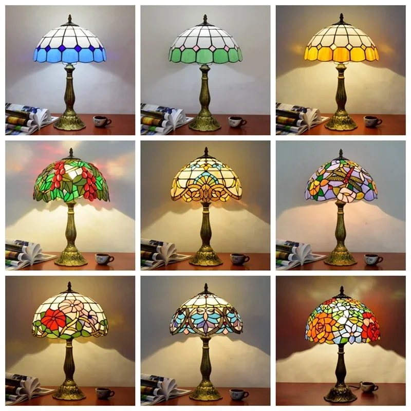 2025, türkische Tischlampe, Tiffany-Buntglas mit Libellen, Vintage-Schreibtischlampe, Schlafzimmer, mediterranes Restaurant, Heimdeko-Licht