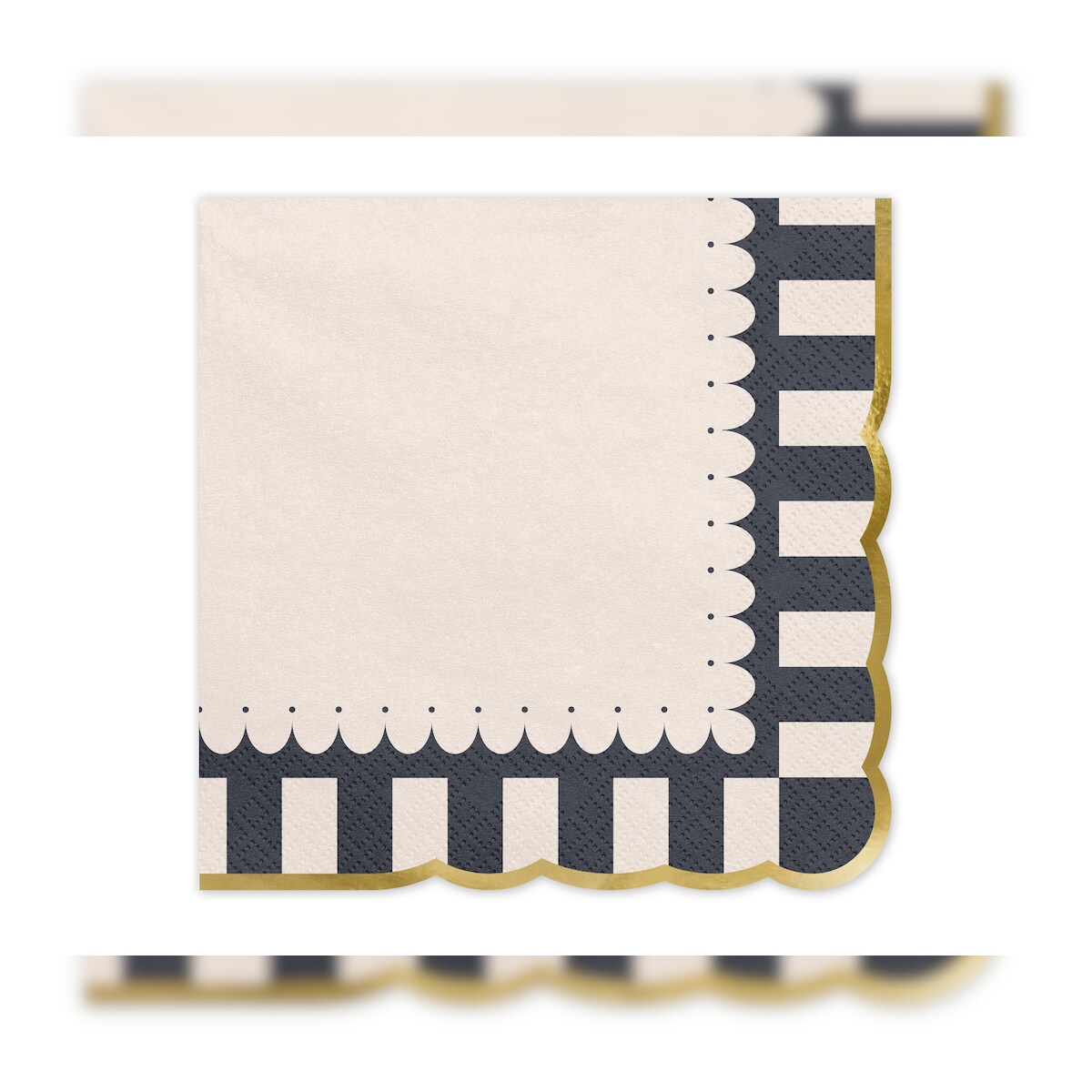 PartyDeco Servietten mit Goldrand 33x33cm 12 Stück 3-lagig Serviette mit gestreifter Umrandung Halloween Geburtstag Einweg Papierservietten Schwarz Ivory Gold Image