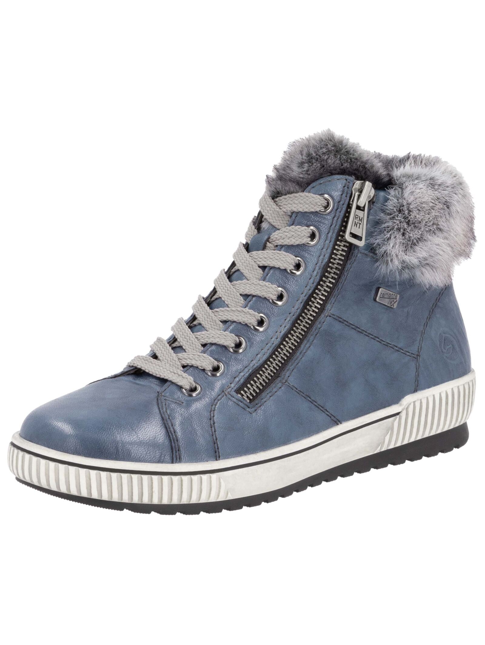 Sneaker REMONTE "Remonte Sneaker Leder/Textil", Damen, Gr. 39, blau (blau, grau), Leder, Textil, Schuhe