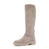 Stiefel GABOR, Damen, Gr. 41, Normalschaft, beige (hellbeige), Veloursleder, unifarben, modisch, Schuhe, Blockabsatz, Langschaftstiefel, Reißverschlussstiefel mit Ziernähten