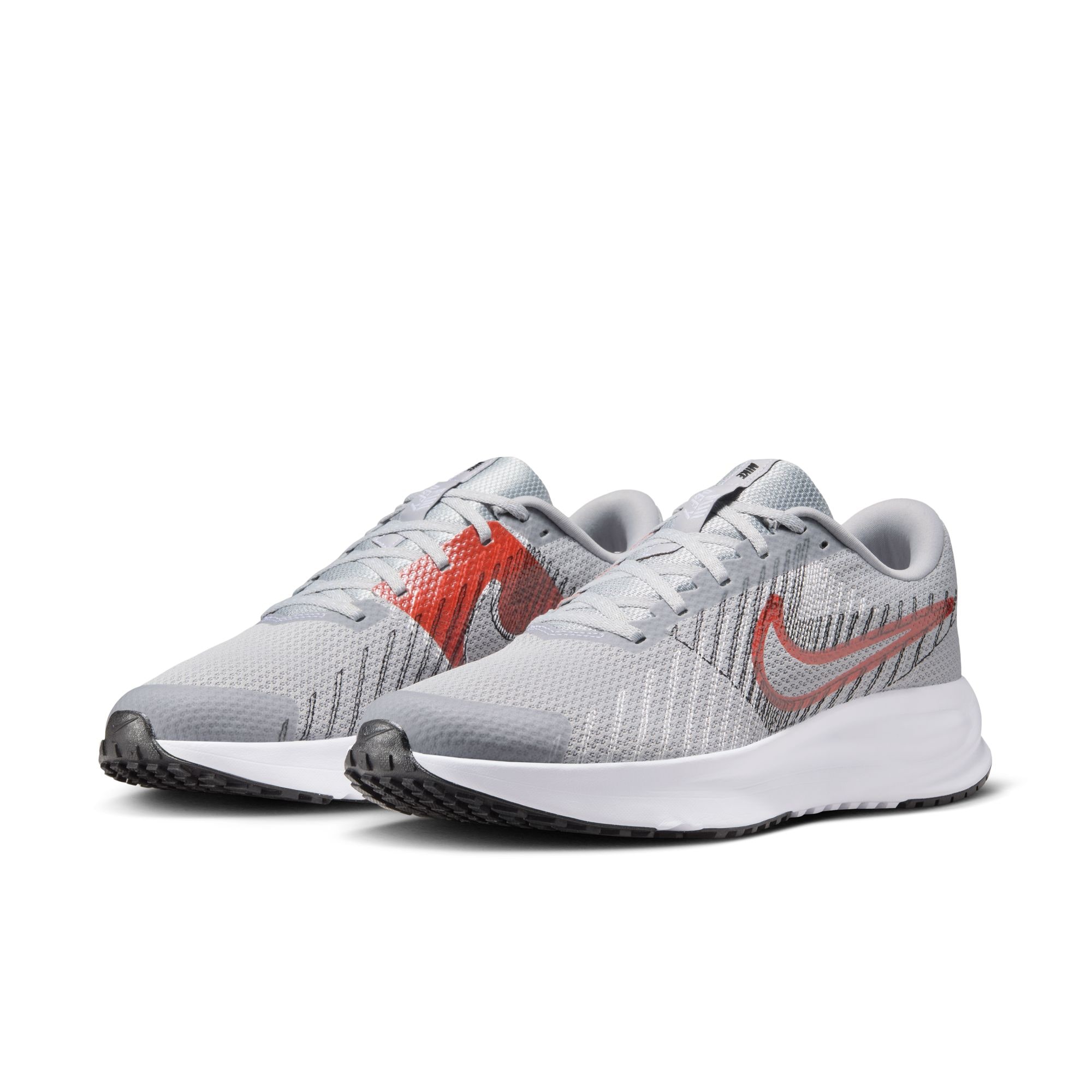Laufschuh NIKE "NIKE RUN DEFY", Herren, Gr. 41, wolf grau, bright crimson, schwarz, weiß, Synthetik, Textil, Schuhe Laufschuh