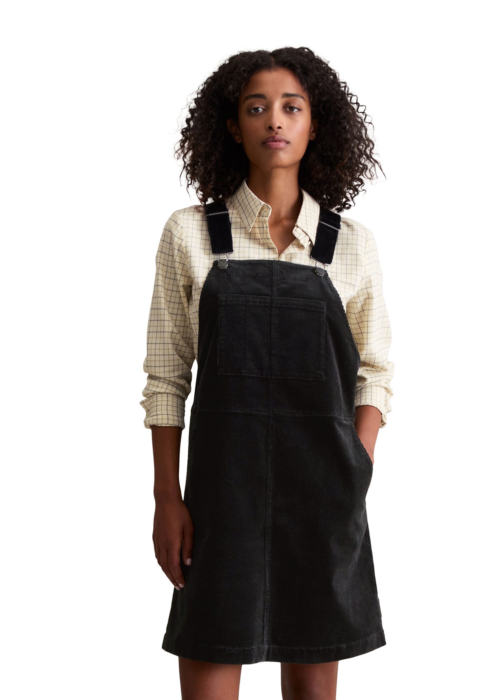 Minikleid MARC O'POLO DENIM "aus elastischem Organic Cotton-Mix", Damen, Gr. S, Normalgrößen, schwarz, Obermaterial: 98% Baumwolle, 2% Elasthan; Futter: 100% Nicht verfügbar, unifarben, weit kurz, Kleider Image