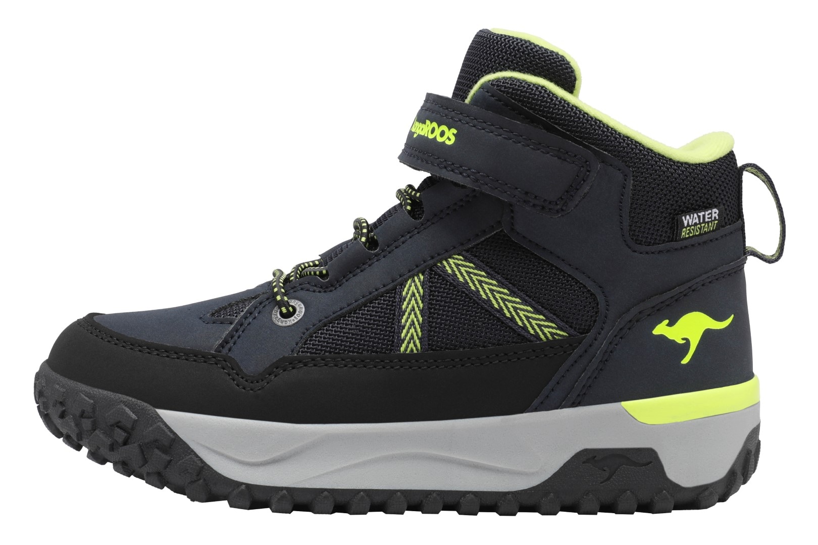 Winterboots KANGAROOS "K-NB GARP EV", Damen, Gr. 35, bunt (dk navy, lime), Synthetik, Textil, sportlich, Schuhe, Snowboots, Winterboots, Winterschuhe, wasserabweisend