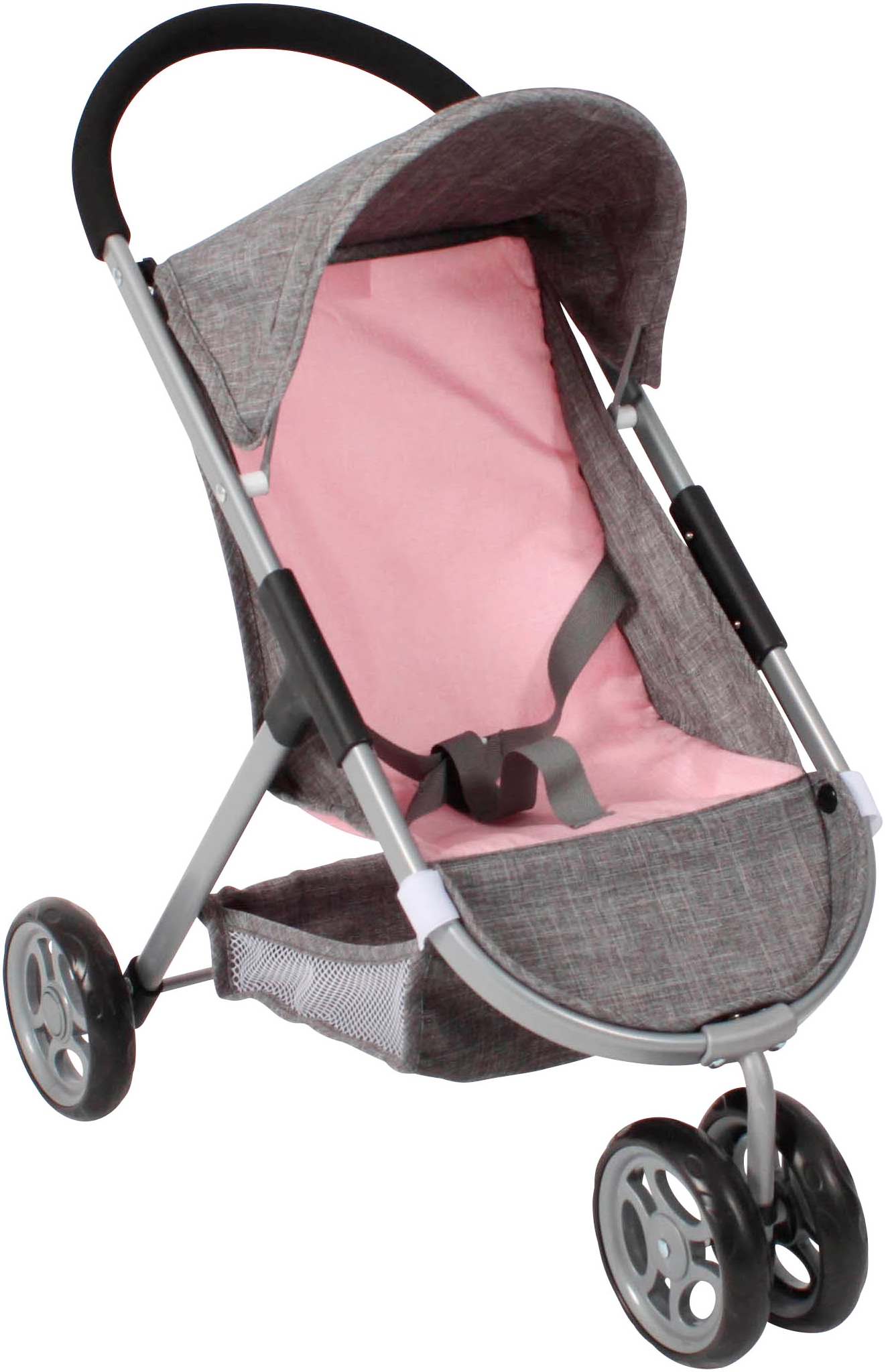 Puppenbuggy CHIC2000 "Speedy", rosa (melange grau, rosa), Puppenwagen, KinderB:35cm H:59cm T:54cm, Metall, Polyester, Kunststoff, mit leichtgängigen Doppelrädern, B:35cm H:59cm T:54cm Image