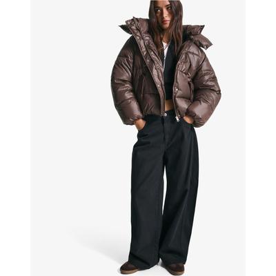 Bershka Water-Repellent & Thermal Insulation Puffer Jacket Women M Brown