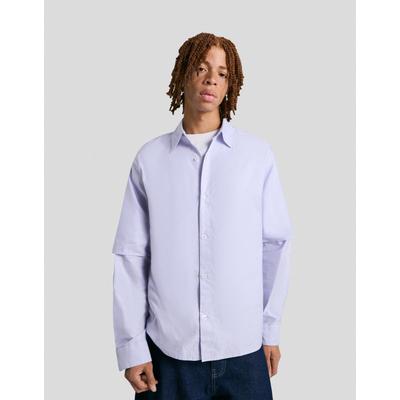 Bershka Oversized Double Sleeve Shirt Men Xs Light Blue