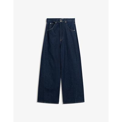 Bershka Wide-Leg Jeans With Crossover Waist Women 10 Navy