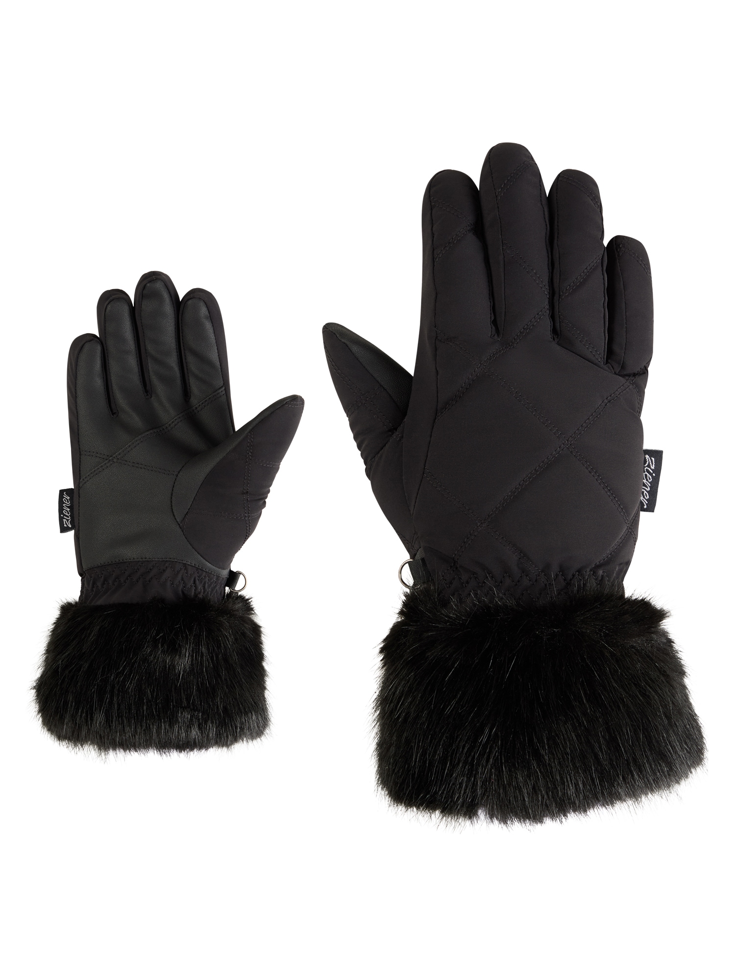 Strickhandschuhe ZIENER "KWINZ-Z glove lady", Damen, Gr. 7, schwarz, Obermaterial: 100% Polyester; Innenseite: 100% Polyester; Futter: 100% Polyester; Wattierung: 100% Polyester, Handschuhe Image