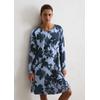 Nachthemd MARC O'POLO, Damen, Gr. XL, N-Gr, blau, Obermaterial: 92% Modal, 8% Elasthan, casual, kniefrei, Rundhals, Langarm, Kleider, Rundhalsausschnitt, langärmelig, legere Passform
