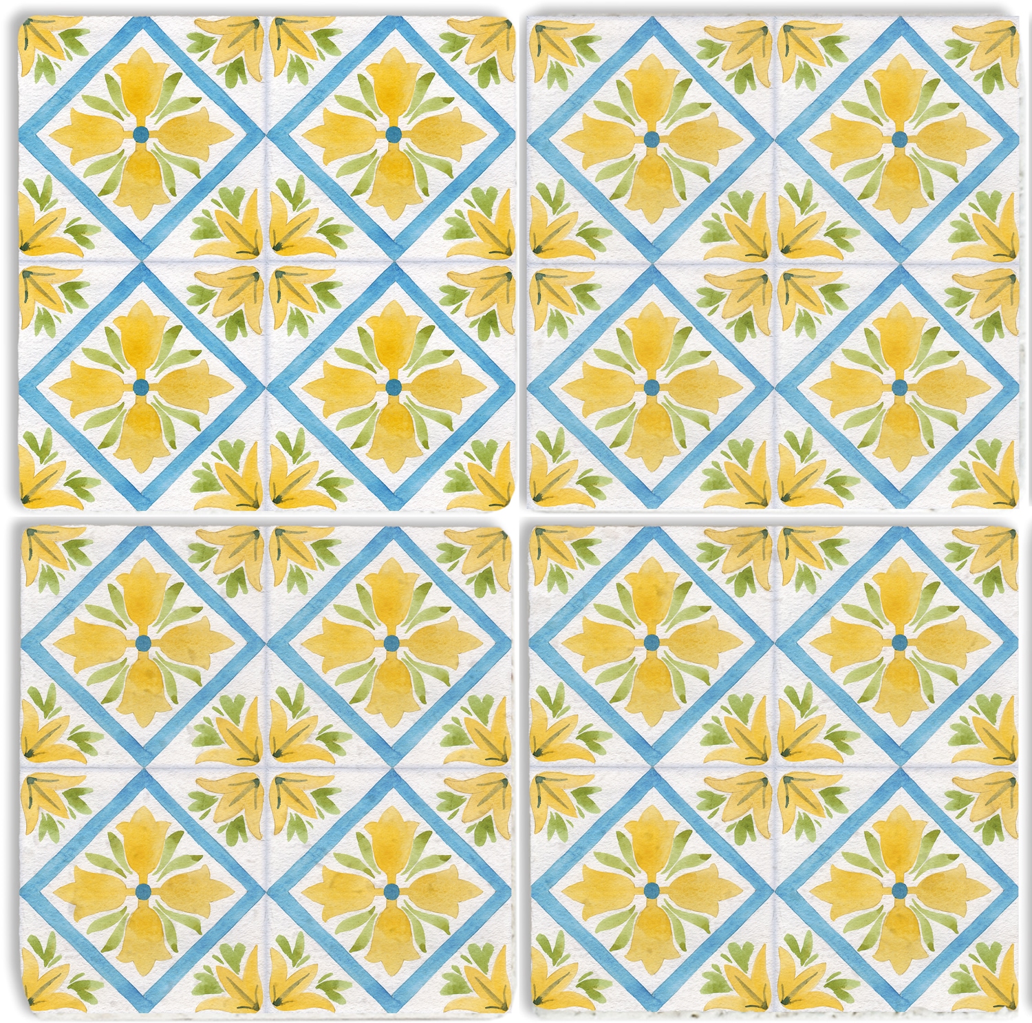 Getränkeuntersetzer QUEENCE "Gelbe Mosaik Fliesen Steine", gelb, B:10cm H:10cm T:1cm, Naturstein, Untersetzer, Mosaik Set Topfuntersetzer Naturstein Untersetzer 10x10x1cm Image