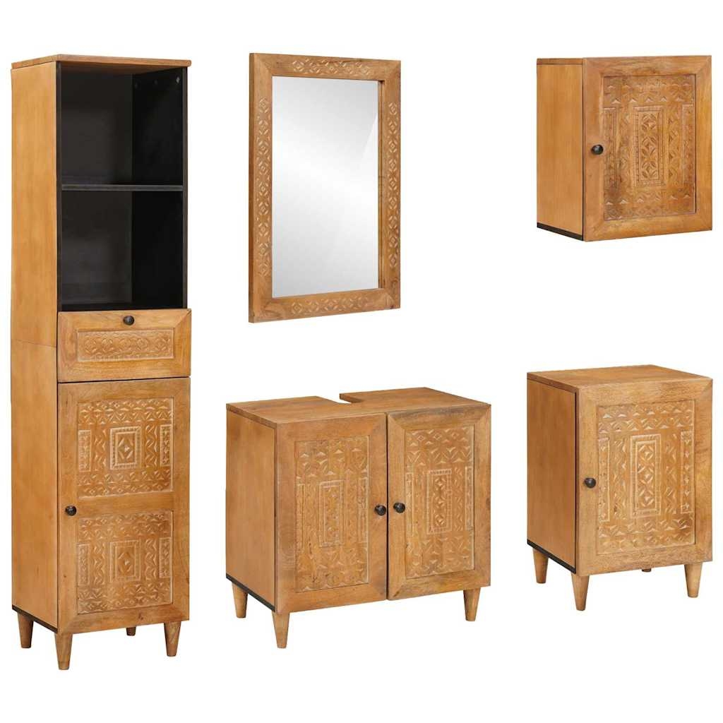 vidaXL Badezimmermöbel Set mit Schubladen 5 pcs Braun 38 x 33 x 160 cm Image
