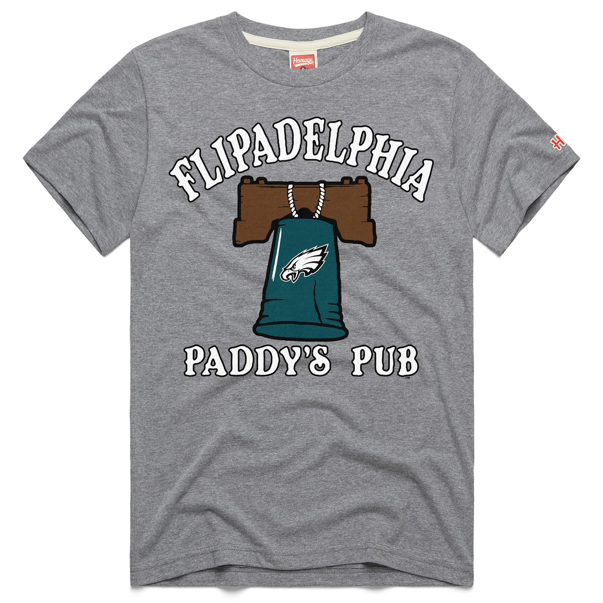 Unisex Hommage Grau Philadelphia Eagles x Es ist immer sonnig in Philadelphia Flipadelphia Paddy's Pub Tri-Blend T-Shirt Image
