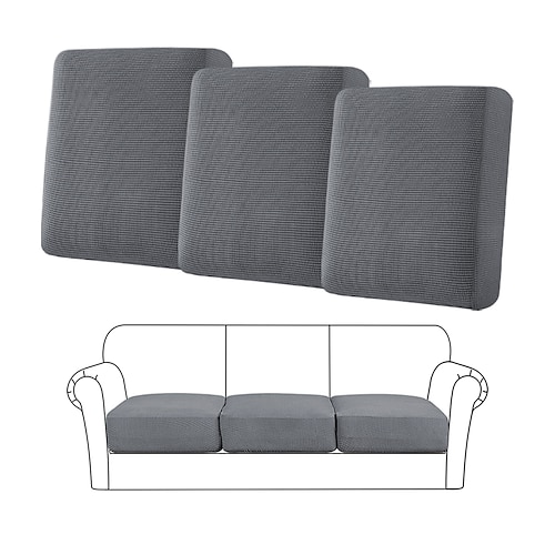 Copridivano elasticizzato da 3 pezzi/1 set, copridivano elastico per poltrona a 3 posti, grigio, tinta unita, morbido, resistente, lavabile