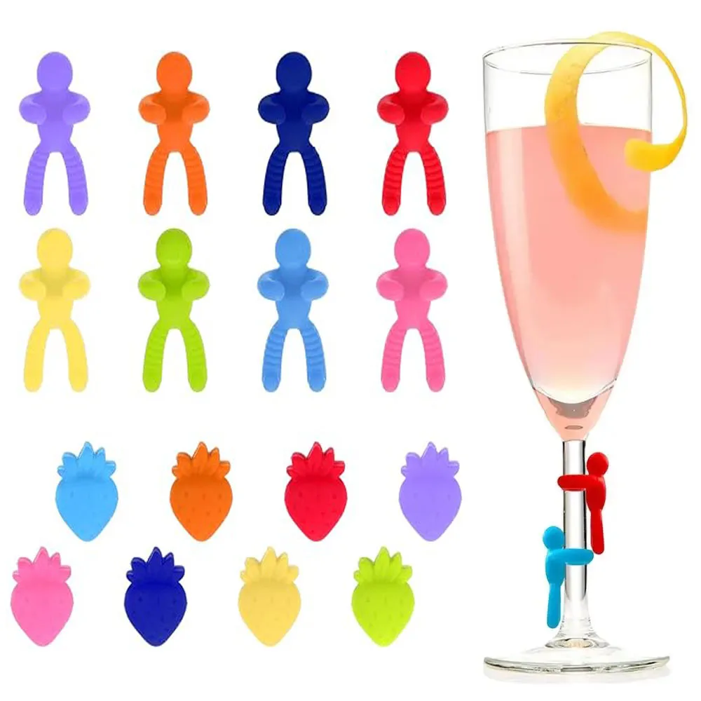 Lustige Coole Wein Bier Gläser Recognizer Party Gewidmet Saugnapf Wein Glas Silikon Label Marker Küche Bar Zubehör