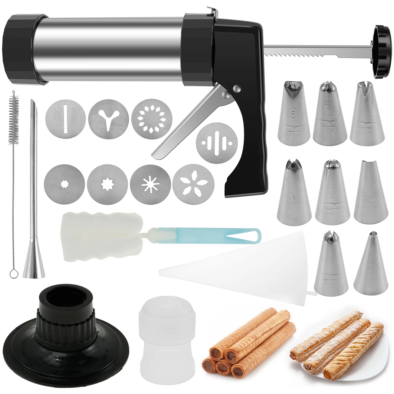 DIY Churro Maker Maschine Edelstahl Churro Gun Kit Multifunktionale Churro Füllstoff, Der Werkzeug Cookie Maker Küche Gadgets Image