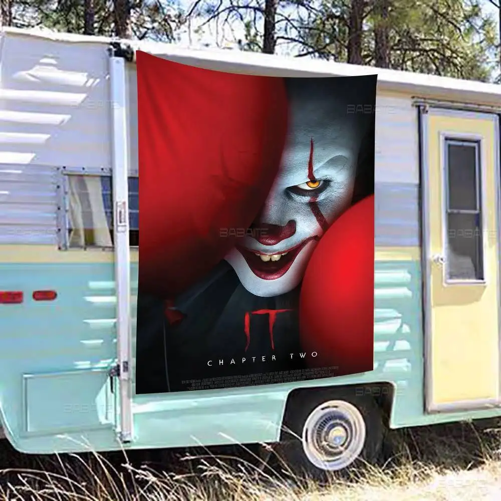 Horrorfilm I-It P-Pennywise Clown Cartoon Flagge Wandbehang Banner Dekoration Haushalt Home Decor Image