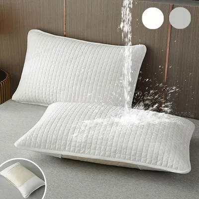 Comfortable Cotton Clip Pillow Cover Anti-Mite Isolation Layer Waterproof Head Oil Protection Pillowcase for Core (No Pillow)