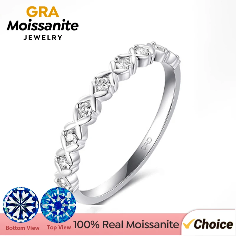 GRA echter Moissanit-Diamant, sechseckiger runder funkelnder Ring für Damen, Alltagskleidung, Jahrestag, 925er Sterlingsilber, edler Schmuck Image