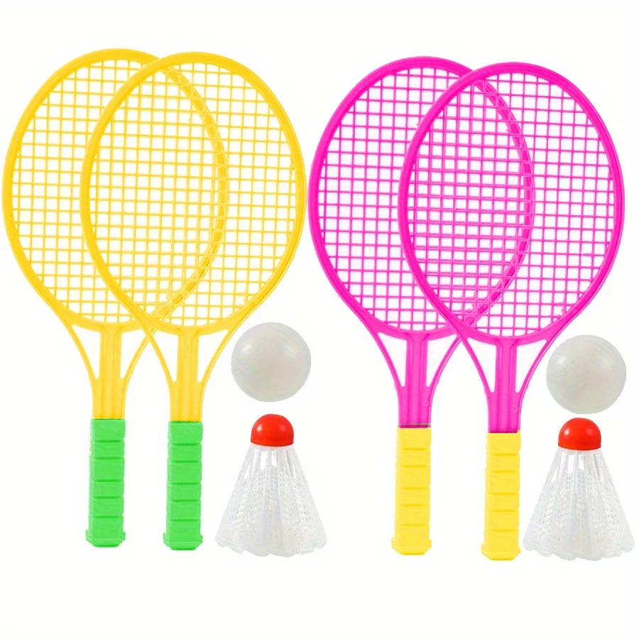 4 teile/satz Mini Kunststoff Badminton Tennisschläger mit 2 Bällen Badminton und Tischtennis Kooperative Interaktive Spiel Physikalische JXB Image