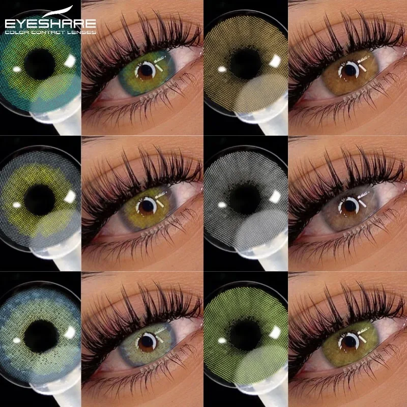 EYESHARE 2 Stück natürliche Farbkontaktlinsen für Augen, braune Linsen, graue Schüler, jährliche Einweg-Schönheit, blaue Linsen, grüne Kontakte Image