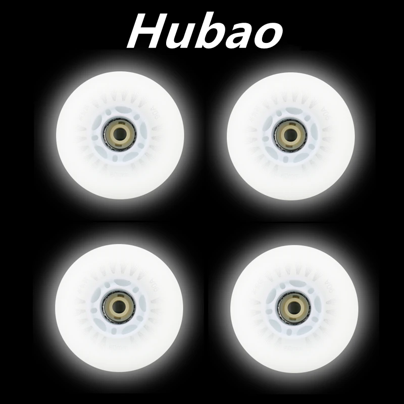 4pcs White LED Flash Wheel Inline Skates Speed Skates Rock Fancy Roller Skates Tyres 60/62/64/68/70/72/76//80/90/100/110/125mm
