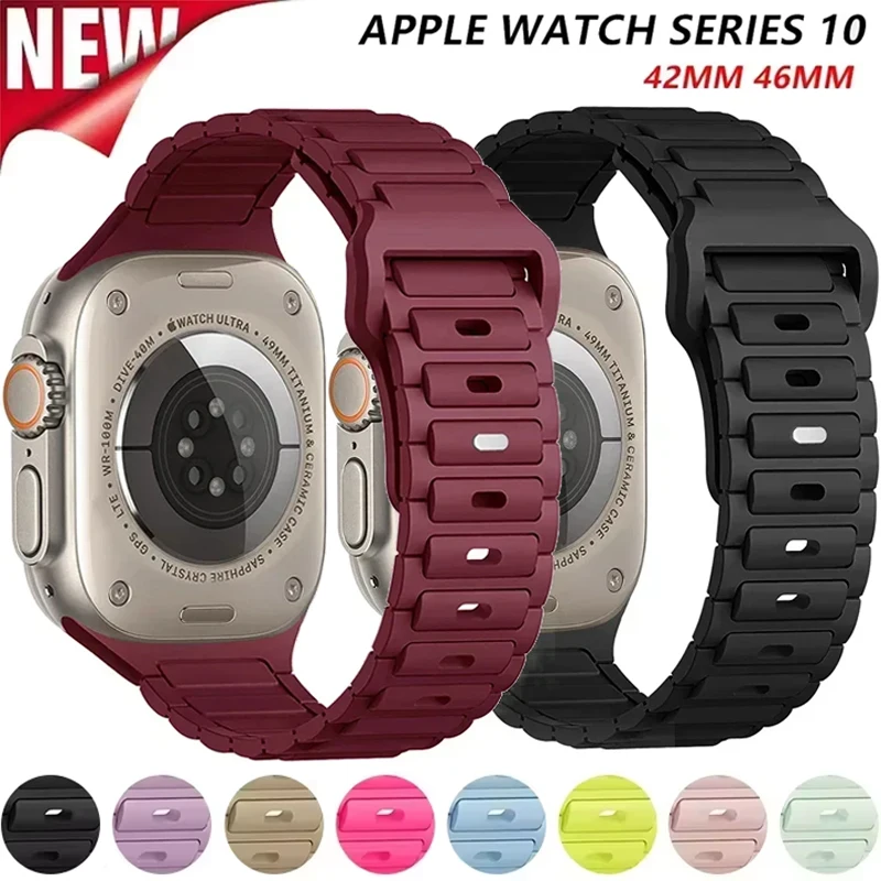 Sportarmband für Apple Watch-Armbänder 46 mm 38 mm Ultra 2 49 mm 40 mm 41 mm 42 mm 45 44 mm Silikonarmband IWatch Serie 9 8 SE 7 3 Band Image