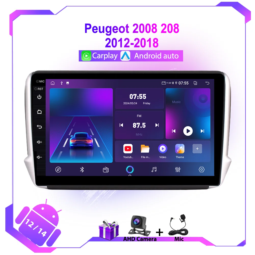 Android GPS Auto Radio Für Peugeot 2008 208 Serie 2012-2018 Autoraido Stereo Navigation GPS Multimedia Video Carplay DVD Image