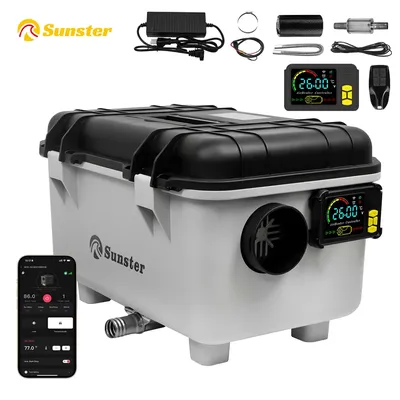 Sunster Portable TB30 8KW 12V/24V&110-240V toolbox Diesel Parking Air Heater w/Ventilation&Turbo Heat mode/Bluetooth For RV car