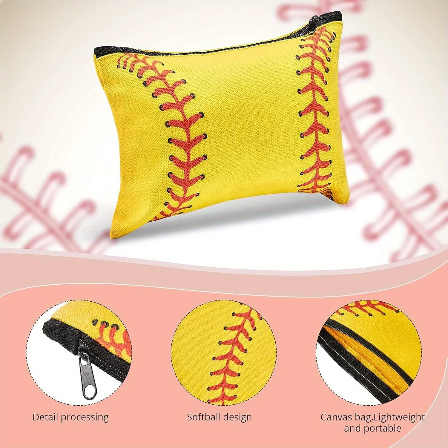 1pc Softball Make-Up Tasche Sport Kosmetik Taschen Leinwand Softball Tasche Taschen Tragbare Make-Up Tasche Tasche Reise Make-Up Organizer Image