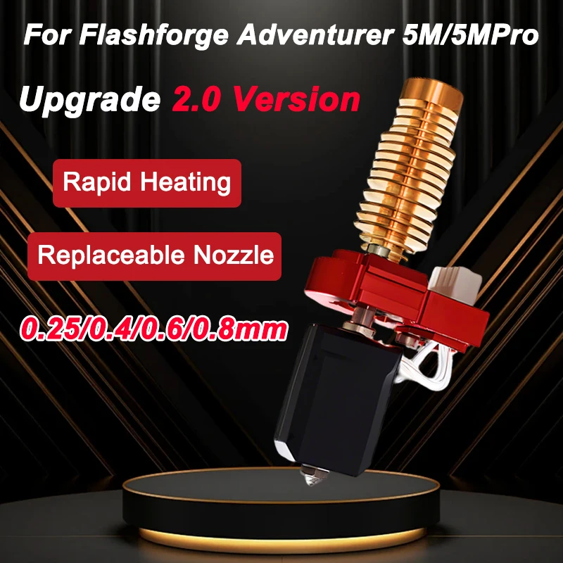 Neuestes verbessertes Hotend-Kit für Flashforge Adventurer 5M/5M Pro Hotend AD5M Düsenset, Keramik-Heizblock und Hartstahldüse Image