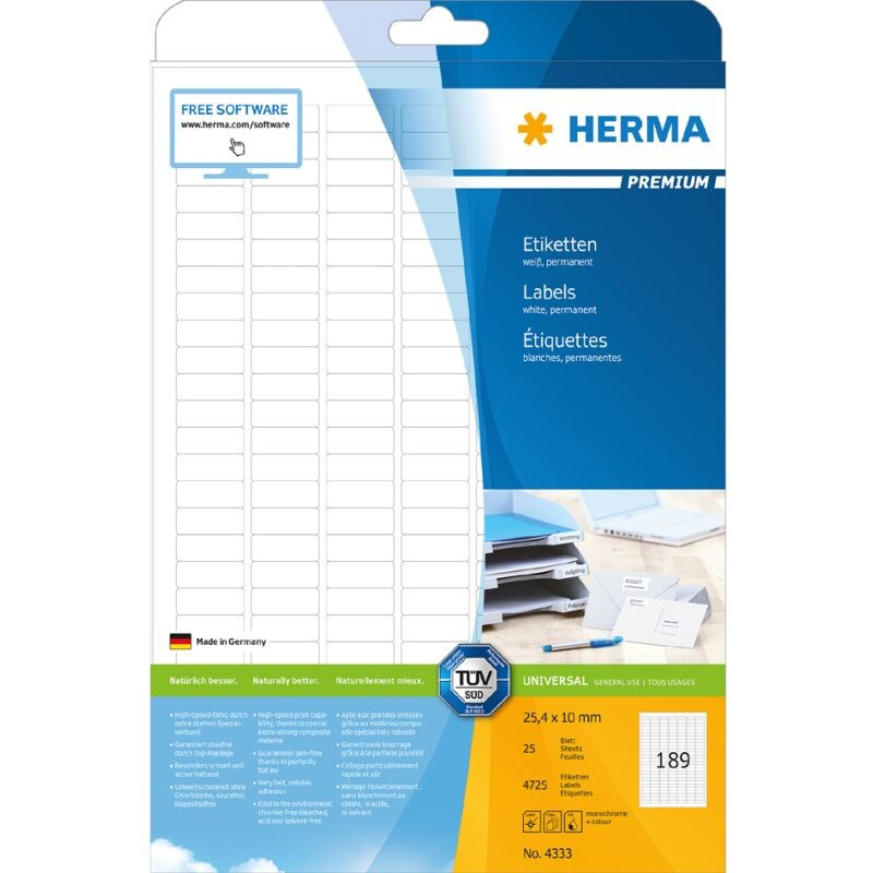 HERMA Universal-Etiketten PREMIUM, 99,1 x 33,8 mm, weiß Image