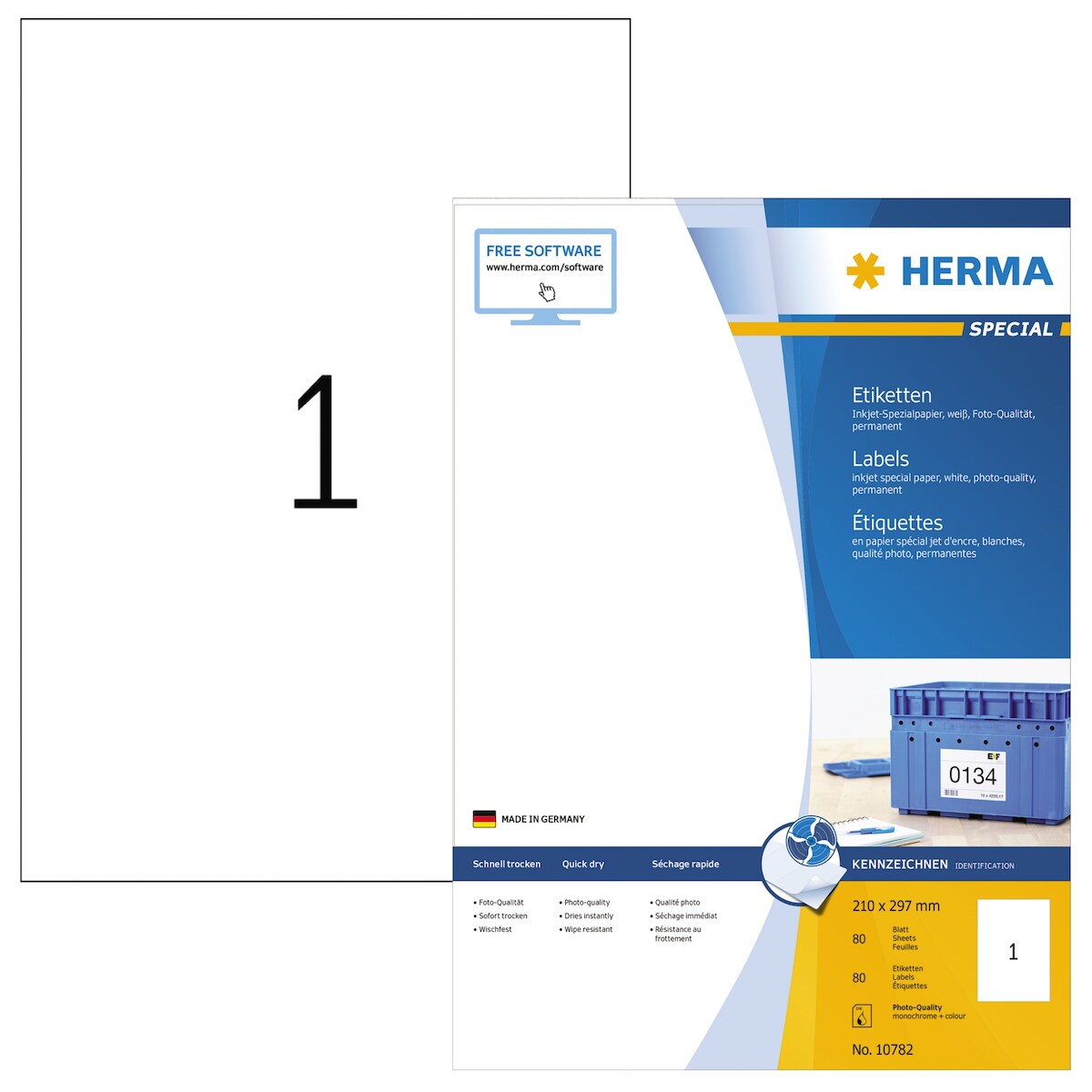 Herma Etiketten permanent 210 x 297 mm weiss 80 Bl 80 Etik. Image