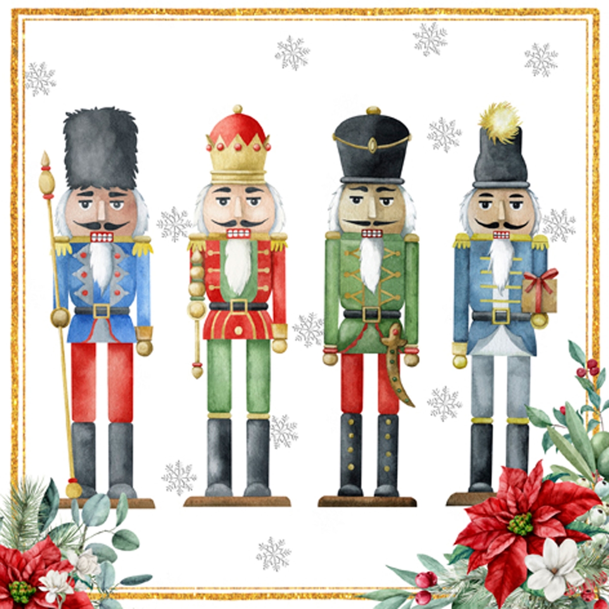 ti-flair 20 Papierservietten 33x33cm Nussknacker Motiv 3lagige Weihnachtsservietten Bunt Image