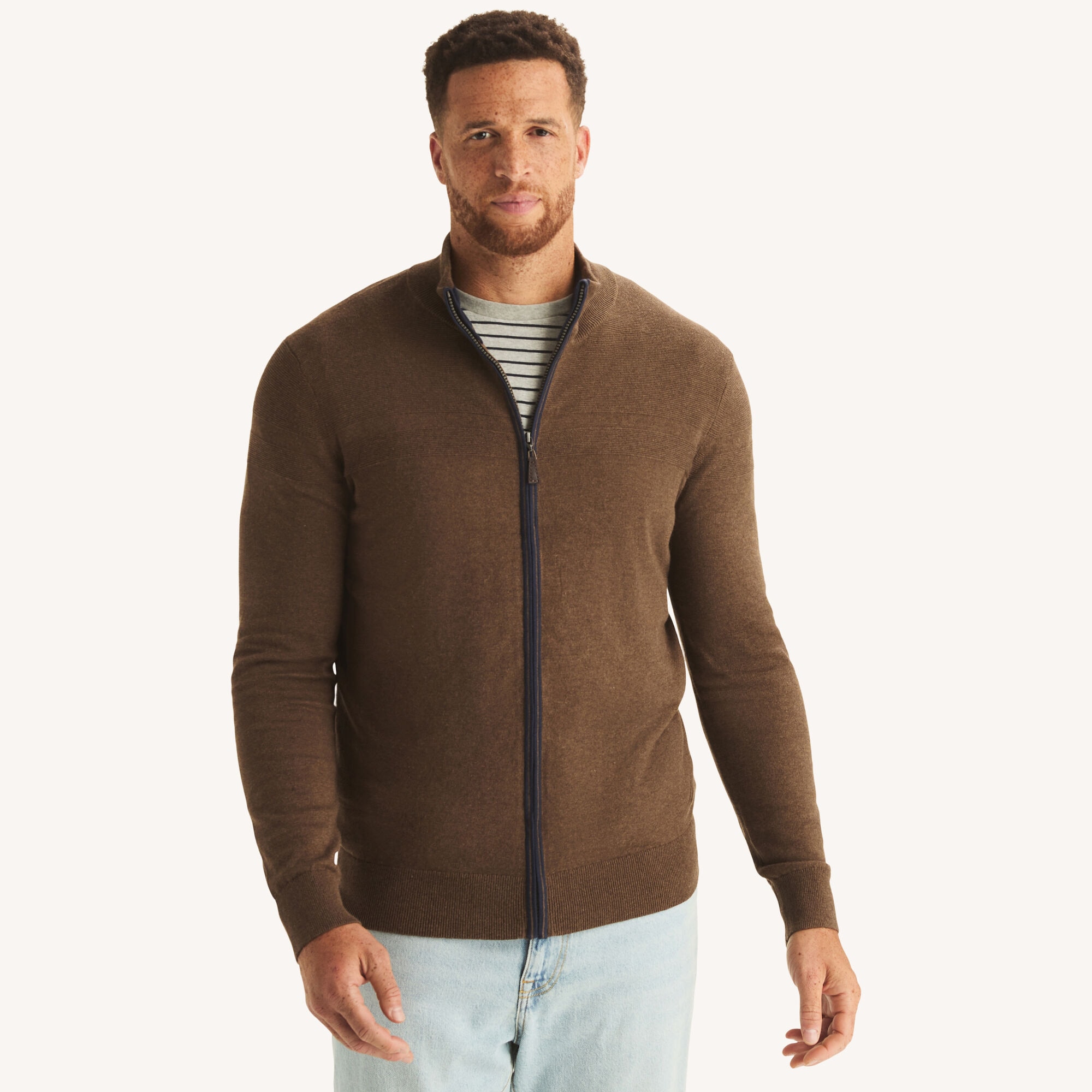 Nautica Men's Big & Tall Performance Mock-Neck Full-Zip Sweater 240 (Espresso), 3XLT